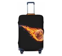 JEJEA Basketball On Fire Print Suitcase Cover Protector Travel Luggage Cover Suitcase Washable Baggage Covers Anti-Scratch