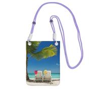 JEJEA Beach Palm Tree Chairs Boats Print Crossbody Phone Bag For Women Men, Adjustable Strap Phone Purse, For Travel Shopping
