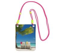 JEJEA Beach Palm Tree Chairs Boats Print Crossbody Phone Bag For Women Men, Adjustable Strap Phone Purse, For Travel Shopping