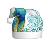 JEJEA Beautiful Peacock And Floral Print Gorros De Navidad Para Adultos, Santa Hats For Funny, Novelty Christmas Hats, For Xmas Party