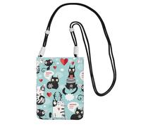 JEJEA Black And White Cats Print Crossbody Phone Bag For Women Men, Adjustable Strap Phone Purse, For Travel Shopping