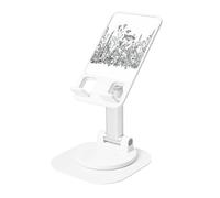 JEJEA Black And White Flowers Print Rotating Cell Stand,Cell Phone Stand For Desk,Adjustable Phone Holder, For All Phones