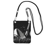 JEJEA Black And White Golf Print Crossbody Phone Bag For Women Men, Adjustable Strap Phone Purse, For Travel Shopping