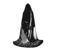 JEJEA Black And White Golf Print Halloween Cosplay Christmas Party Outfits Hooded Wizard Robe Halloween Cloak Medieval Renaissance