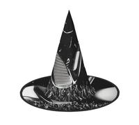 JEJEA Black And White Golf Print Women'S Large Witch Hat Witch Hat Witches Hats Halloween Cosplay Party Accessory