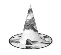 JEJEA Black And White Marble Print Women'S Large Witch Hat Witch Hat Witches Hats Halloween Cosplay Party Accessory