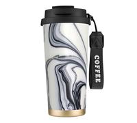 JEJEA Black and White Paint Mixed Print Stainless Steel Insulated Mugs, Double Wall Coffee Cups, Coffee Travel Mug for Home Office