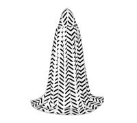 JEJEA Black And White Pattern Print Halloween Cosplay Christmas Party Outfits Hooded Wizard Robe Halloween Cloak Medieval Renaissance