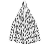 JEJEA Black And White Pattern Print Witch Wizard Hooded Cloak, Adult Halloween Party Cape, For Witch Vampire Cosplay Costume