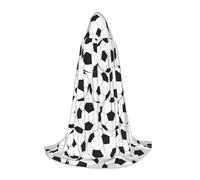 JEJEA Black And White Soccer Ball Pattern Print Halloween Cosplay Christmas Party Outfits Hooded Wizard Robe Halloween Cloak Medieval Renaissance