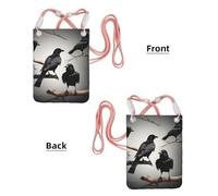 JEJEA Black Crow Birds On A Branch Print Crossbody Phone Bag For Women Men, Adjustable Strap Phone Purse, For Travel Shopping