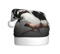 JEJEA Black Crow Birds On A Branch Print Gorros De Navidad Para Adultos, Santa Hats For Funny, Novelty Christmas Hats, For Xmas Party