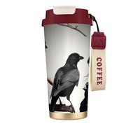 JEJEA Black Crow Birds On A Branch Print Stainless Steel Insulated Mugs, Double Wall Coffee Cups, Coffee Travel Mug for Home Office