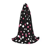 JEJEA Black Polka Dots Print Halloween Cosplay Christmas Party Outfits Hooded Wizard Robe Halloween Cloak Medieval Renaissance