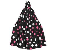 JEJEA black polka dots print Halloween Hooded Cloak Cape Unisex for Cosplay, Christmas Party Favors Witchy Outfits