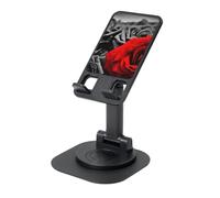 JEJEA Black White And Red Roses Print Rotating Cell Stand,Cell Phone Stand For Desk,Adjustable Phone Holder, For All Phones
