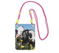 JEJEA Black White Cows Print Crossbody Phone Bag For Women Men, Adjustable Strap Phone Purse, For Travel Shopping