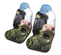 JEJEA Black White Cows Print Universal Car Seat Protector, 2 Pcs Universal Non-Slip Car Accessories Seat Cover For Truck Suv Sea