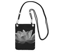 JEJEA Black White Flower Print Crossbody Phone Bag For Women Men, Adjustable Strap Phone Purse, For Travel Shopping