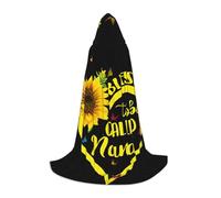 JEJEA Blessed To Be Called Nana Sunflower Print Halloween Cosplay Christmas Party Outfits Hooded Wizard Robe Halloween Cloak Medieval Renaissance