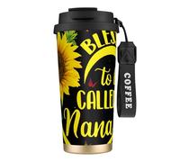 JEJEA Blessed to Be Called Nana Sunflower Print Stainless Steel Insulated Mugs, Double Wall Coffee Cups, Coffee Travel Mug for Home Office
