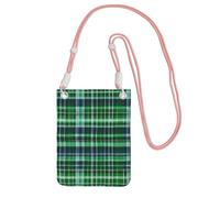 JEJEA Blue And Green Scottish Tartan Print Crossbody Phone Bag For Women Men, Adjustable Strap Phone Purse, For Travel Shopping