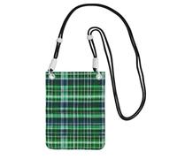 JEJEA Blue And Green Scottish Tartan Print Crossbody Phone Bag For Women Men, Adjustable Strap Phone Purse, For Travel Shopping