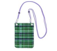 JEJEA Blue And Green Scottish Tartan Print Crossbody Phone Bag For Women Men, Adjustable Strap Phone Purse, For Travel Shopping