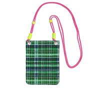 JEJEA Blue And Green Scottish Tartan Print Crossbody Phone Bag For Women Men, Adjustable Strap Phone Purse, For Travel Shopping