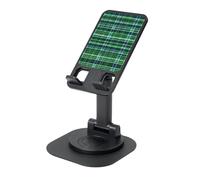 JEJEA Blue And Green Scottish Tartan Print Rotating Cell Stand,Cell Phone Stand For Desk,Adjustable Phone Holder, For All Phones