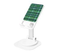 JEJEA Blue And Green Scottish Tartan Print Rotating Cell Stand,Cell Phone Stand For Desk,Adjustable Phone Holder, For All Phones