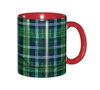 JEJEA Blue Scottish Tartan Print 11 Oz Pottery Mug, Ceramic Coffee Cups Elegant Tea Mugs with Gift Box for Women with 6 Colors