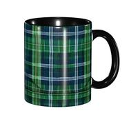 JEJEA Blue Scottish Tartan Print 11 Oz Pottery Mug, Ceramic Coffee Cups Elegant Tea Mugs with Gift Box for Women with 6 Colors