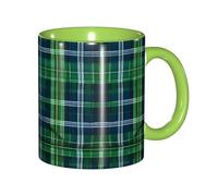 JEJEA Blue Scottish Tartan Print 11 Oz Pottery Mug, Ceramic Coffee Cups Elegant Tea Mugs with Gift Box for Women with 6 Colors