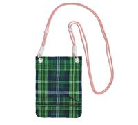 JEJEA Blue Scottish Tartan Print Crossbody Phone Bag For Women Men, Adjustable Strap Phone Purse, For Travel Shopping