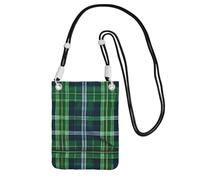 JEJEA Blue Scottish Tartan Print Crossbody Phone Bag For Women Men, Adjustable Strap Phone Purse, For Travel Shopping