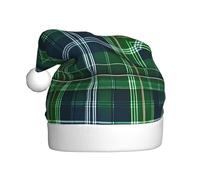 JEJEA Blue Scottish Tartan Print Gorros De Navidad Para Adultos, Santa Hats For Funny, Novelty Christmas Hats, For Xmas Party