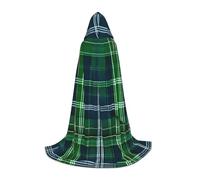 JEJEA Blue Scottish Tartan Print Halloween Cosplay Christmas Party Outfits Hooded Wizard Robe Halloween Cloak Medieval Renaissance
