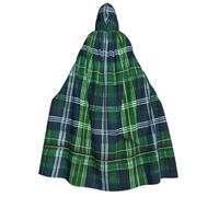 JEJEA Blue Scottish Tartan print Halloween Hooded Cloak Cape Unisex for Cosplay, Christmas Party Favors Witchy Outfits