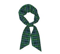 JEJEA Blue Scottish Tartan Print Silky Neck Scarf, Fashion Silky Satin Headscarf For Women, Lightweight Silk Graceful Scarfs