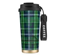 JEJEA Blue Scottish Tartan Print Stainless Steel Insulated Mugs, Double Wall Coffee Cups, Coffee Travel Mug for Home Office