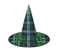 JEJEA Blue Scottish Tartan Print Women'S Large Witch Hat Witch Hat Witches Hats Halloween Cosplay Party Accessory