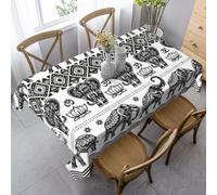 JEJEA Bohemian Elephant Pattern print Rectangle Tablecloth Wrinkle Free Soft Table Cloth for Dining Christmas Room Decoration