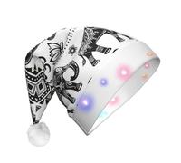 JEJEA Bohemian Elephant Pattern Print Santa Hat Adult Led, Christmas Hat With Lights For Women And Men New Year Party Supplies
