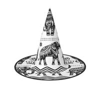 JEJEA Bohemian Elephant Pattern Print Women'S Large Witch Hat Witch Hat Witches Hats Halloween Cosplay Party Accessory