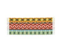 JEJEA Bohemian Feather Print Print Faux Cashmere Scarf With Tassels, Soft Warm Winter Scarf, Stylish Wrap For Women Men