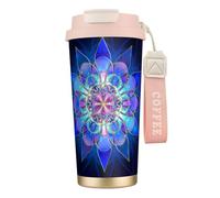 JEJEA Bohemian Lotus Flower Print Stainless Steel Insulated Mugs, Double Wall Coffee Cups, Coffee Travel Mug for Home Office