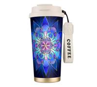 JEJEA Bohemian Lotus Flower Print Stainless Steel Insulated Mugs, Double Wall Coffee Cups, Coffee Travel Mug for Home Office