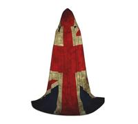 JEJEA British Flag Print Halloween Cosplay Christmas Party Outfits Hooded Wizard Robe Halloween Cloak Medieval Renaissance
