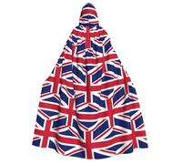 JEJEA British flag print Halloween Hooded Cloak Cape Unisex for Cosplay, Christmas Party Favors Witchy Outfits